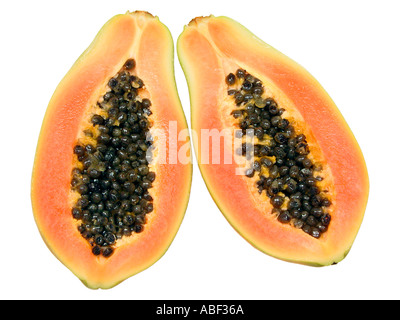 papaya cut pieces Stock Photo