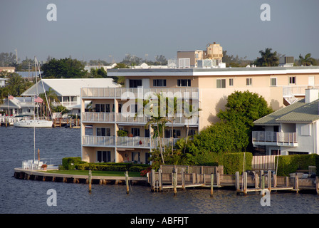 Condominium building on intracoastal waterway Florida USA Stock Photo