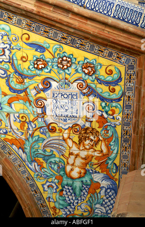 Ceramic tiling on bridge at Plaza de Espana España Seville Andalucia Spain Stock Photo