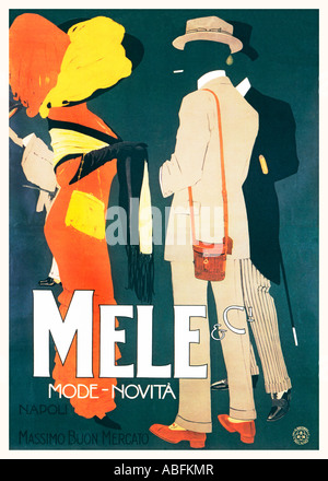Mele Mode Novita superb 1913 Italian Art Nouveau poster by Dudovitch for the Fashion House in Naples Stock Photo