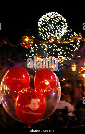 Walt Disney World mouse ears fireworks at holiday season Stock Photo