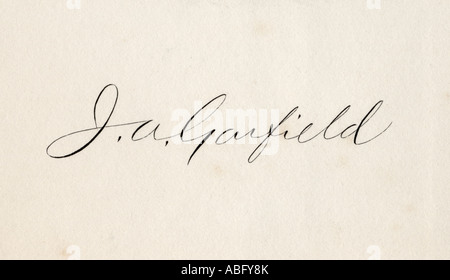 Signature of James Abram Garfield, 1831 - 1881.  20th President of the United States. Stock Photo