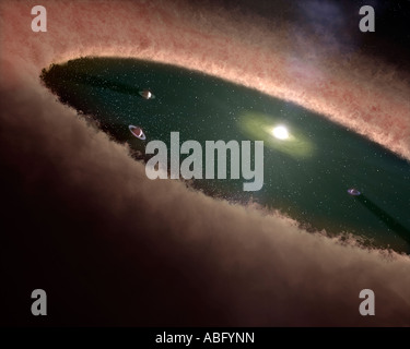 A gap in a protoplanetary, or planet-forming, disk surrounding a young star. Stock Photo