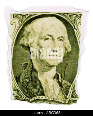 Portrait of George Washington on United States One Dollar Bill Stock Photo