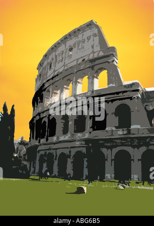 Illustration of the Coliseum in Rome Italy Stock Photo