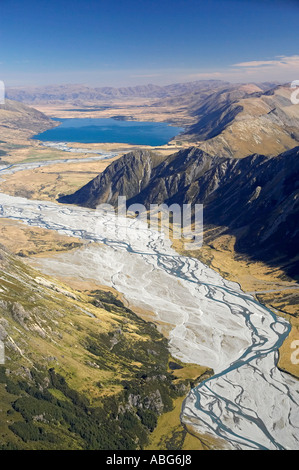 Hopkins River Ram Hill centre and Lake Ohau South Island New Zealand ...