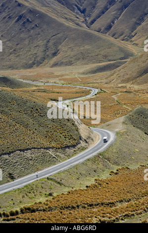 Campervan Lindis Pass Otago South Island New Zealand Stock Photo