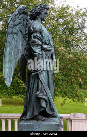 Bronze Angel Holding Sword at the Entrance to the Royal Mausoleum at Frogmore, Windsor, England Stock Photo