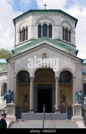 Entrance of Royal Mausoleum at Frogmore Windsor showing Portico, Angels, Urns, Terracotta Christ, Central Tower & Copper Roofs Stock Photo