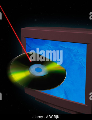 DVD CD COMPACT DISK STORAGE DISC ON COMPUTER Stock Photo