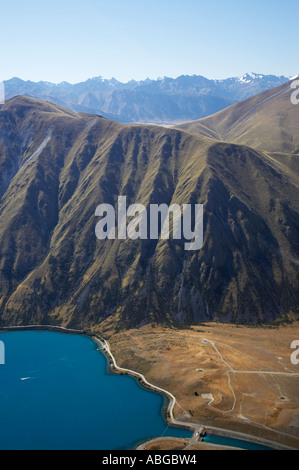 Lake Ohau and Ben Oahu Mackenzie Country South Canterbury South Island New Zealand aerial Stock Photo