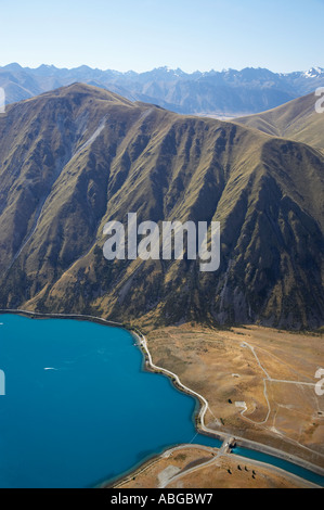 Lake Ohau and Ben Oahu Mackenzie Country South Canterbury South Island New Zealand aerial Stock Photo