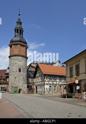 Old tower centre Stolberg Harz Mountains Germany Stock Photo