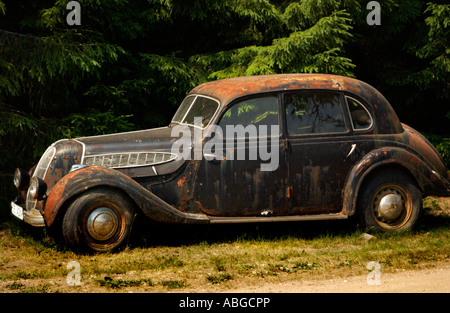 Old car on a farm near Sangaste Southern Estonia Stock Photo