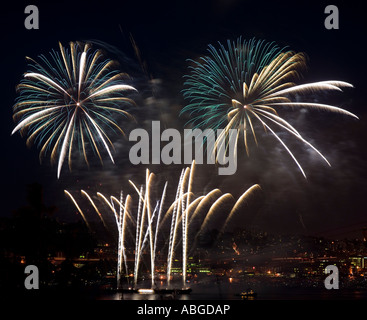 Fireworks, 4th of July 2007, Seattle, Washington State, USA Stock Photo