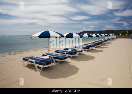 Beach white and blue frontline - Pampelonne - St Tropez, Var, Cote d'Azur, France Stock Photo