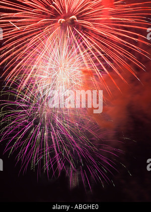 Fireworks in the night sky Stock Photo