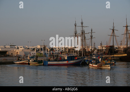 Fishing boats moored in the fishing port Djerba Tunisia Stock Photo