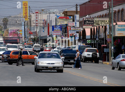 Downtown Ensenada street. Baja Mexico Stock Photo