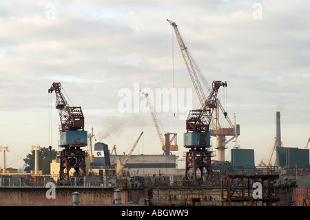 Lifting cranes in the dockyard Stock Photo