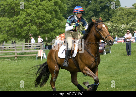 Three Day Event  Rider Louise Skelton  Taking part in the Cross Country Phase at the Bramham Horse Trial 2007 Stock Photo