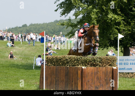 Three Day Event  Rider Louise Lockwood  Taking part in the Cross Country Phase at the Bramham Horse Trial 2007 Stock Photo