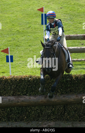 Three Day Event  Rider  Louise Skelton Taking part in the Cross Country Phase at the Bramham Horse Trial 2007 Stock Photo