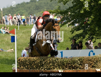 Three Day Event  Rider  Vicky BrakeTaking part in the Cross Country Phase at the Bramham Horse Trial 2007 Stock Photo