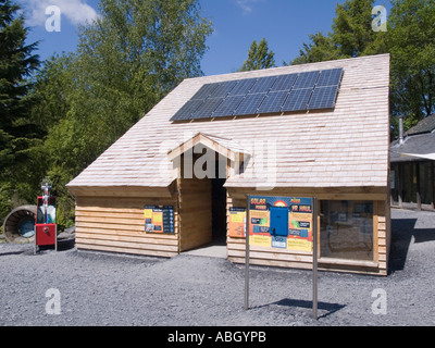 Centre for Alternative Technology with the Power House with photovoltaic cells on roof. Machynlleth Powys North Wales UK Stock Photo