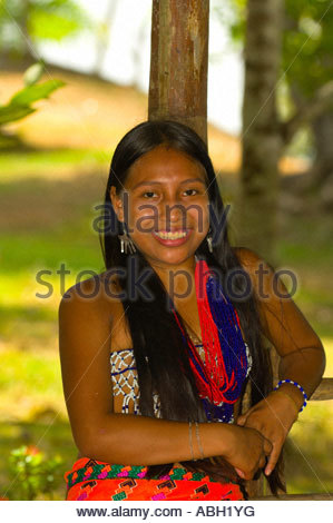 Woman Of The Native Indian Embera Tribe Embera Village Panama Stock Photo Alamy