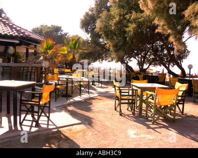 Beachside Taverna Stalos Crete Stock Photo