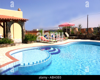 A Typical Villa Pool Stalos Crete Stock Photo