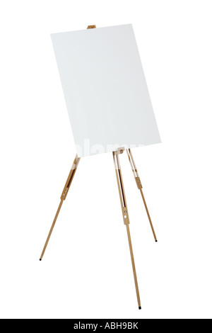Easel with blank sign cut out on white background Stock Photo