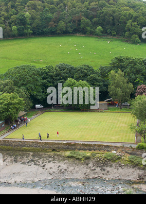 Bowling green near Conwy Castle North Wales Stock Photo