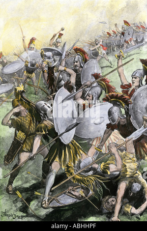 Destruction of the Athenian army at Syracuse 413-415 BC. Hand-colored halftone of an illustration Stock Photo