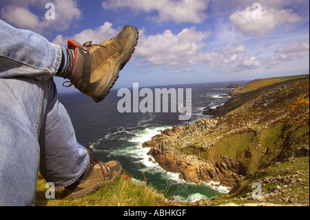 The cliffs at Zennor, north Cornwall, looking towards Gurnard's Head. Stock Photo