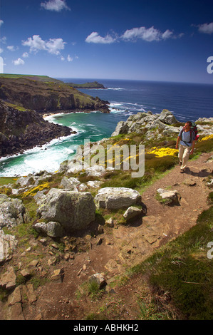 The cliffs at Zennor, north Cornwall, looking towards Gurnard's Head. Stock Photo