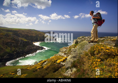 The cliffs at Zennor in north Cornwall looking towards Gurnard's Head Stock Photo