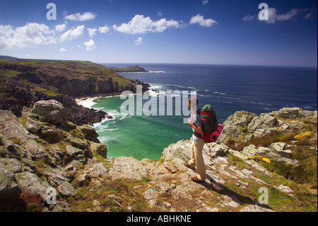 The cliffs at Zennor in north Cornwall looking towards Gurnard's Head Stock Photo