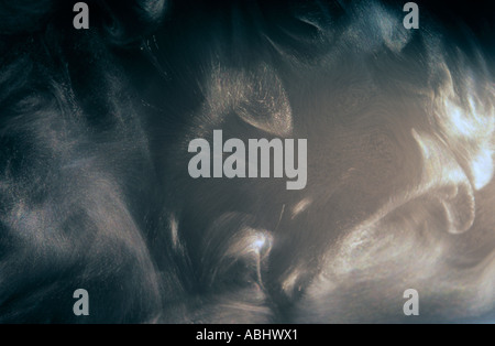Diamond Dust or Ice Snow crystal flow visualization in freezer chamber Stock Photo
