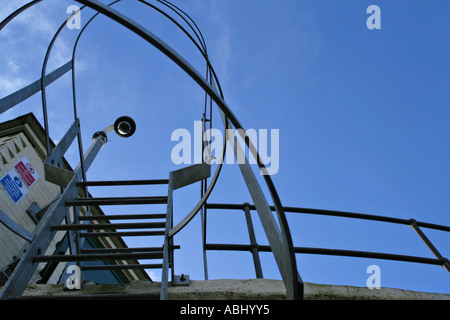 Maintenance access ladder for water tower at Bonnington Hydroelectric Station, New Lanark, Scotland. Stock Photo