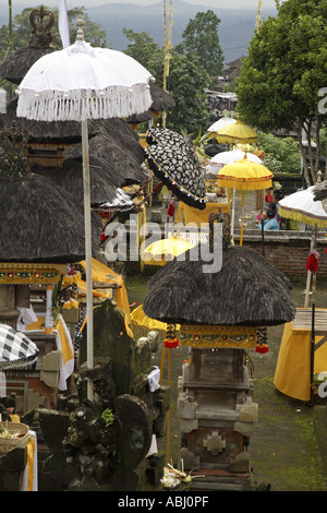 Symbolic umbrellas at Besakih temple, Bali, Indonesia Stock Photo