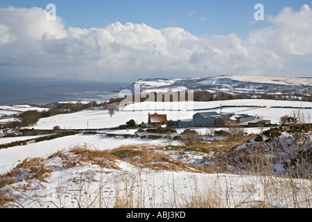 Looking towards Ravenscar Yorkshire in winter UK Stock Photo
