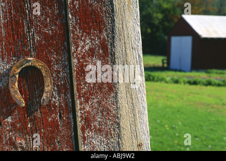HORSESHOE HANGING ON SIDE OF BARN LANCASTER COUNTY PENNSYLVANIA Stock Photo