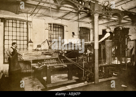 Book and magazine printing press at  New York City in the early 1900s. Halftone of a photograph Stock Photo