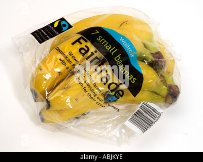 Packet of Fairtrade Bananas from Dominican Republic Stock Photo