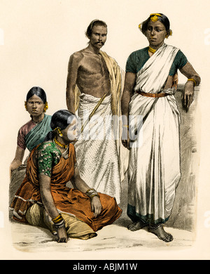 Clothing, fashion in India in modern history, from left, a