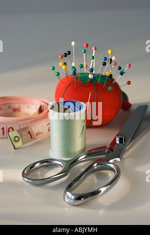 Assorted sewing items Stock Photo