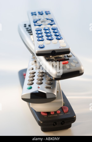 Stack of remote controls Stock Photo