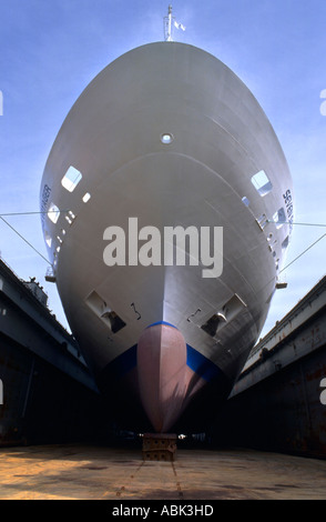 Radisson Seven Seas Voyager cruise ship in dry dock, Freeport Bahamas Stock Photo